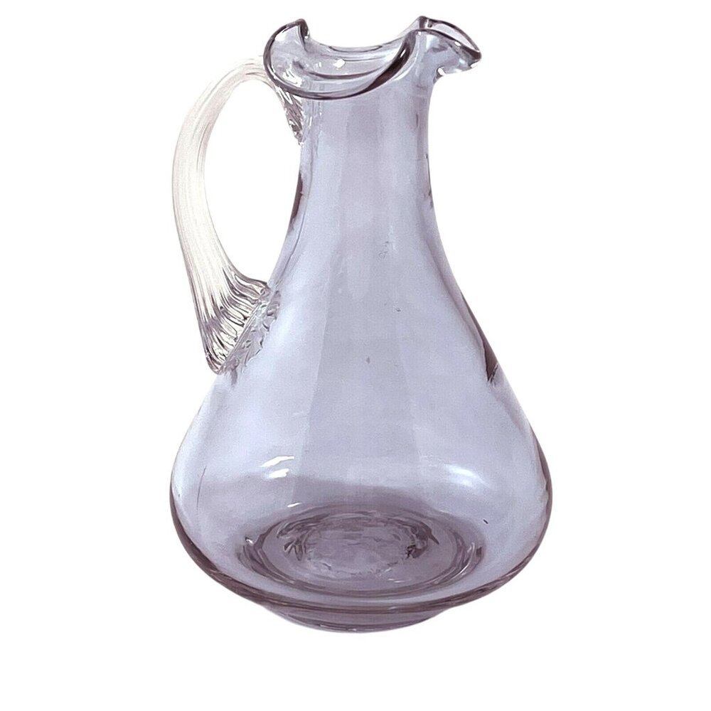 Pilgrim Amethyst Purple Blown Glass Pitcher Cruet Applied Handle Vintage 1970s
